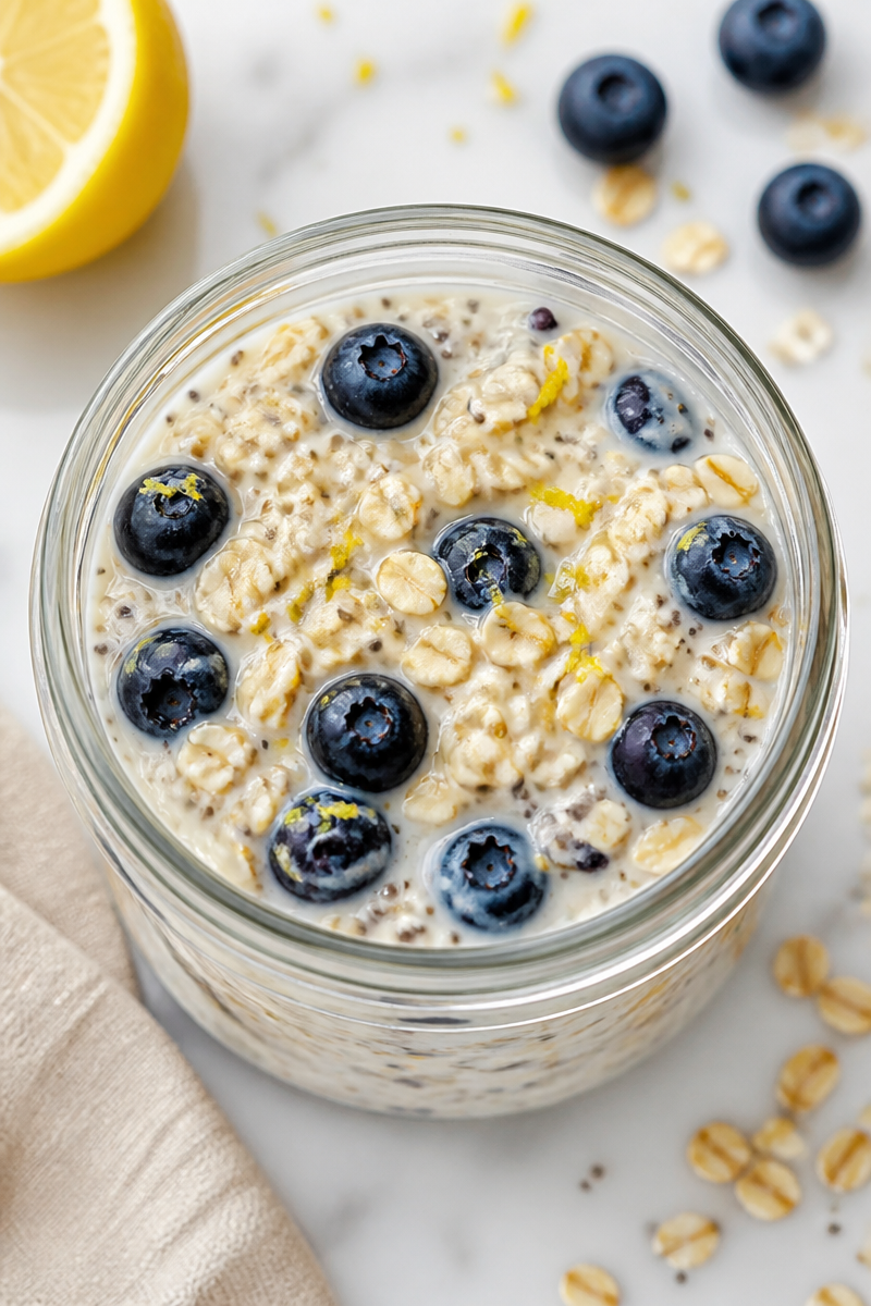 Healthy Lemon Blueberry Overnight Oat Jar