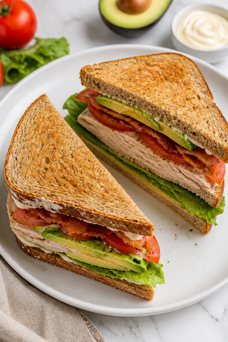Easy Turkey and Avocado Club Sandwich