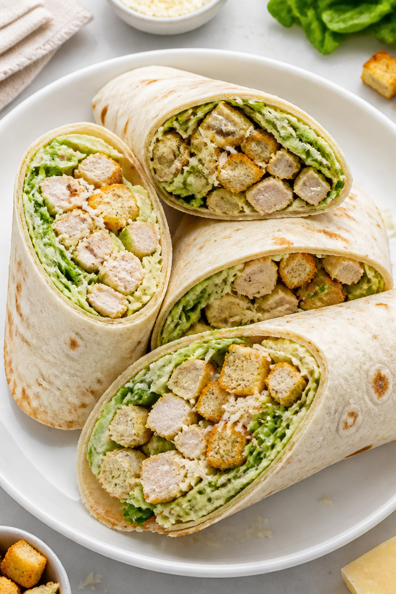 Crispy Chicken Caesar Wrap with Parmesan 6 Crispy Chicken Caesar Wrap with Parmesan