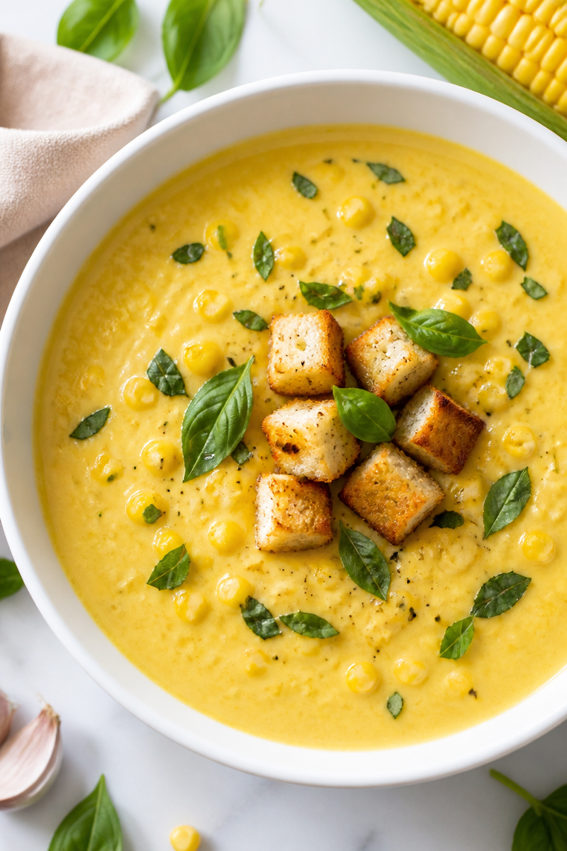 Creamy Sweet Corn and Basil Chowder 6 Creamy Sweet Corn and Basil Chowder