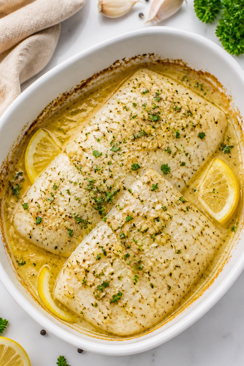 Easy Garlic Butter Baked Cod Filet