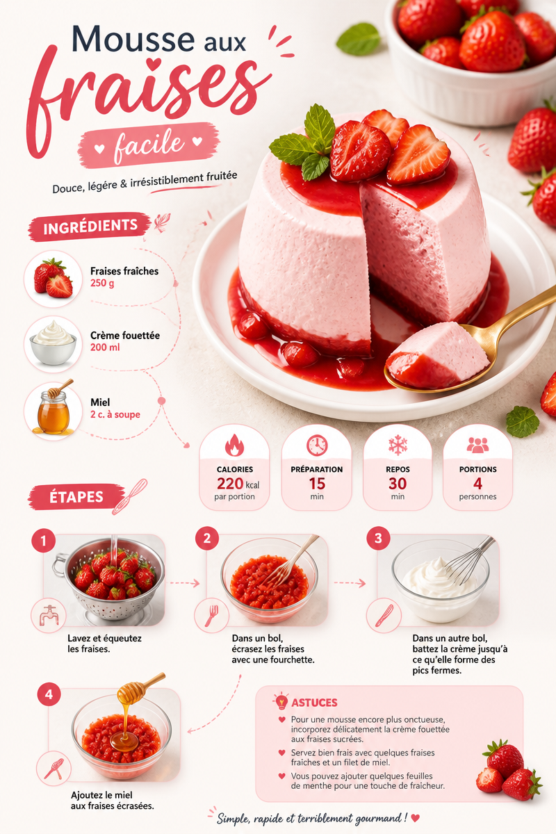 Mousse aux fraises facile