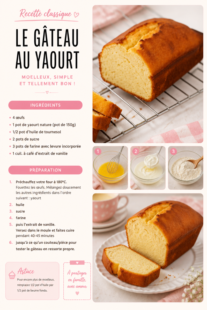 The title "Le gâteau au yaourt" is already in French.
