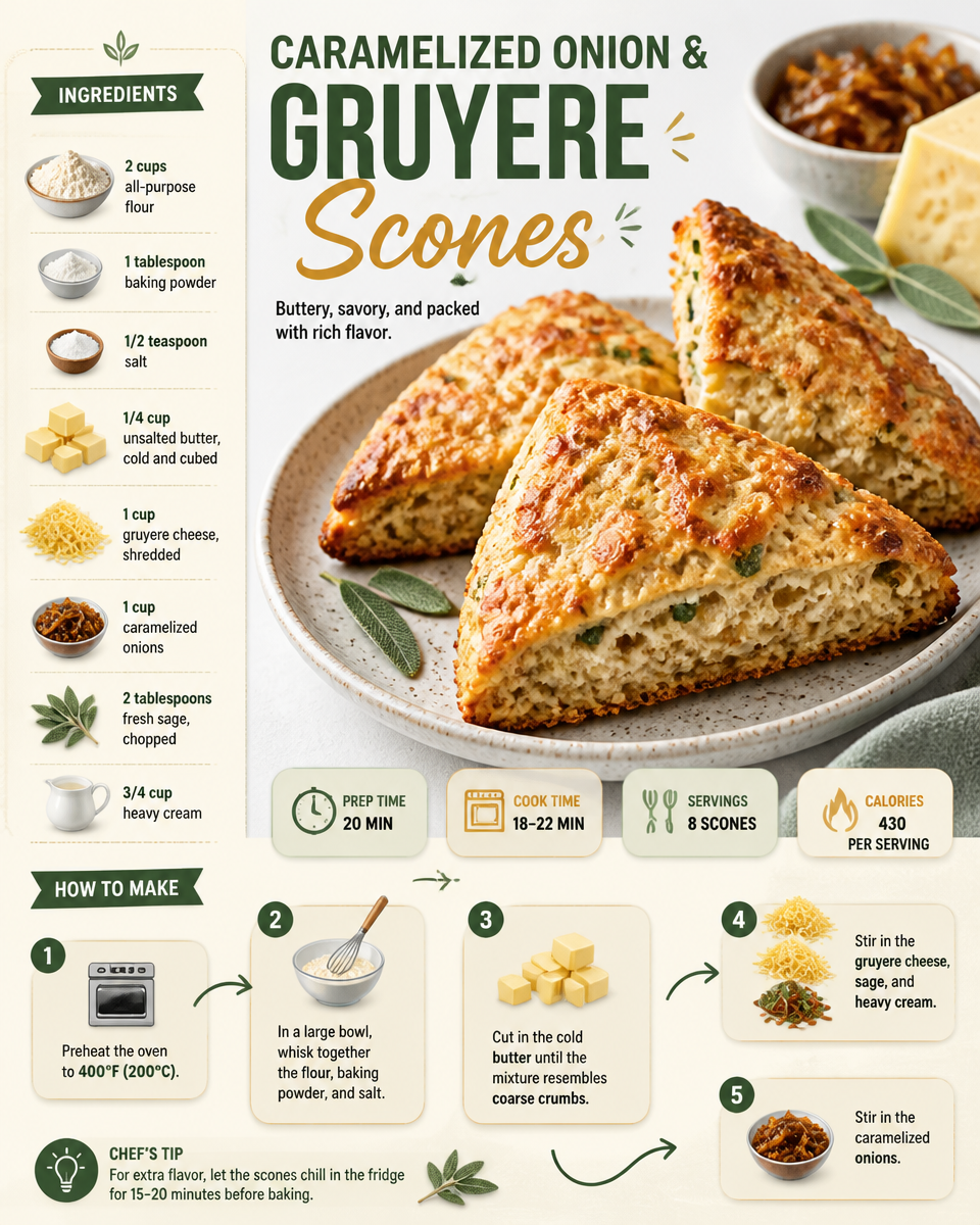 Caramelized Onion and Gruyere Scones