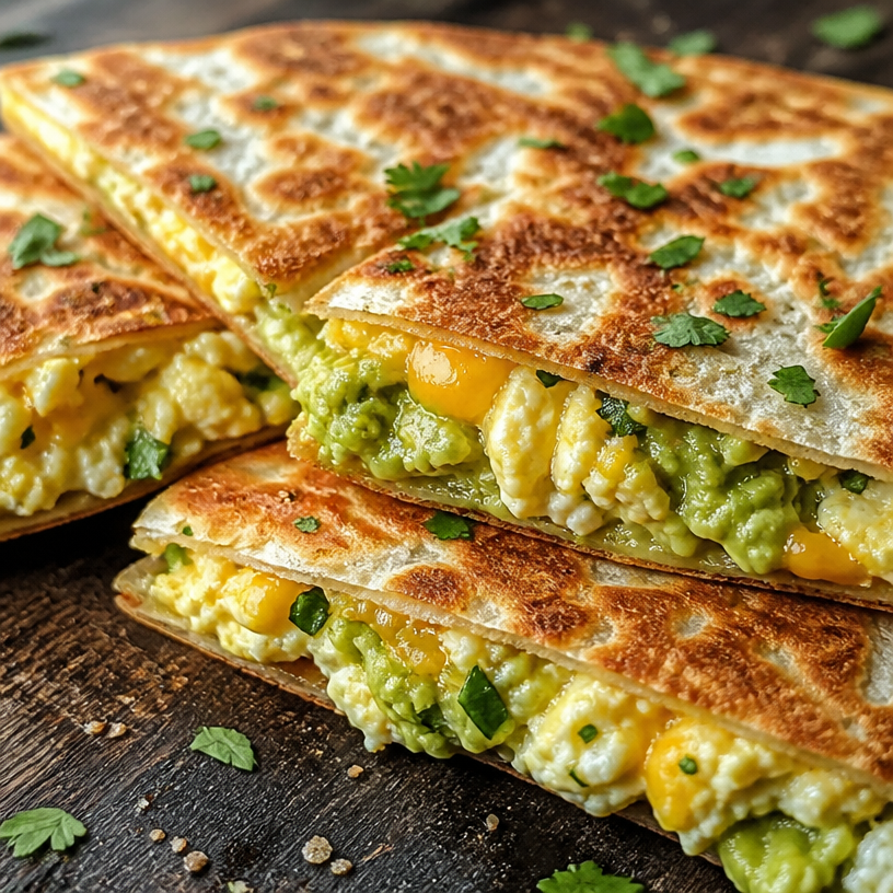 Breakfast Quesadilla with Egg + Smashed Avocado