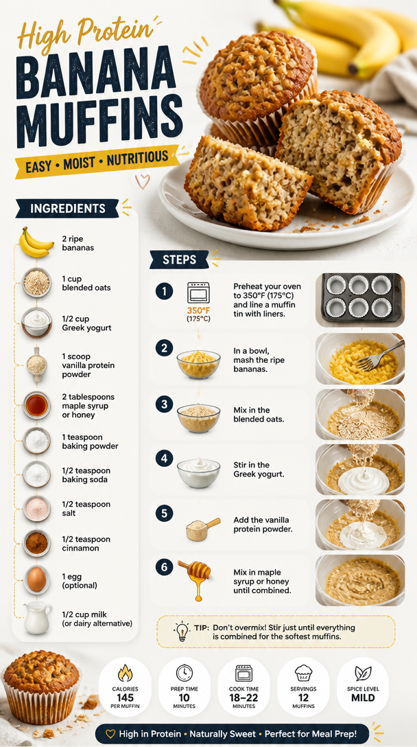 High Protein Banana Muffins