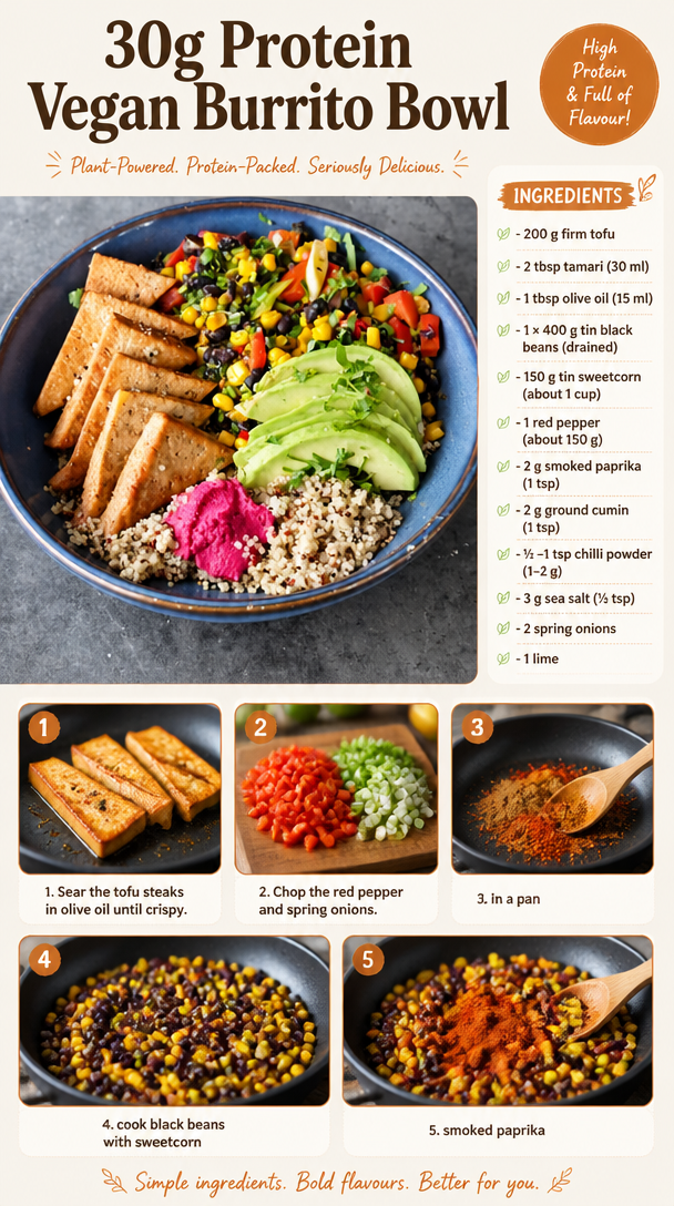 30g Protein Vegan Burrito Bowl