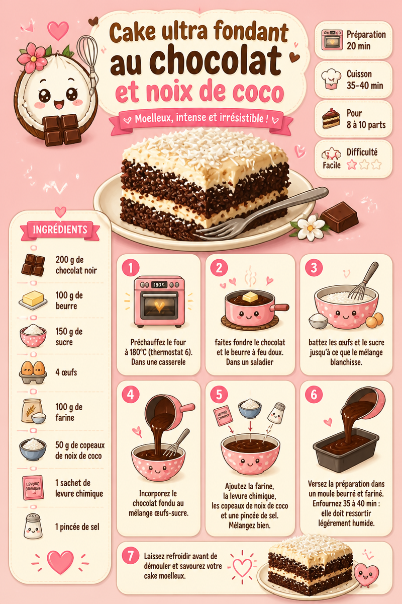 Ultra moist chocolate and coconut cake