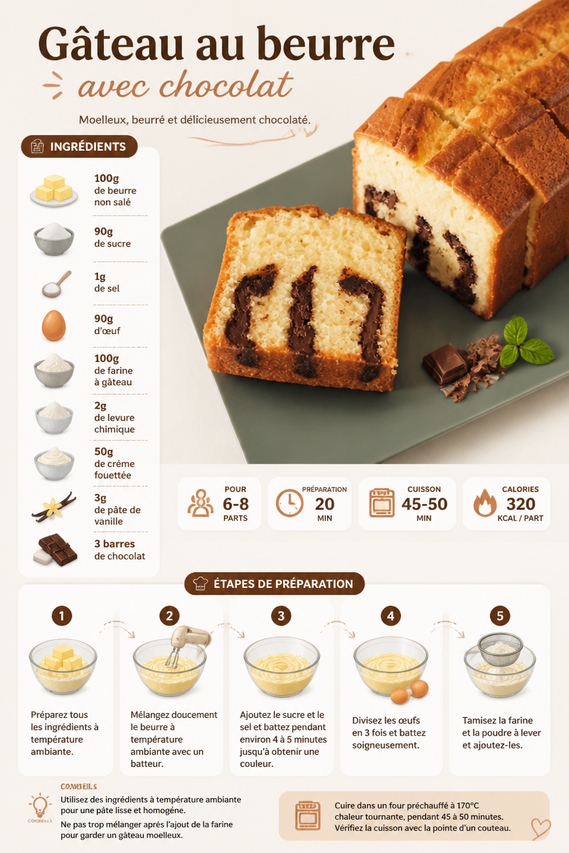 Gâteau au beurre avec chocolat