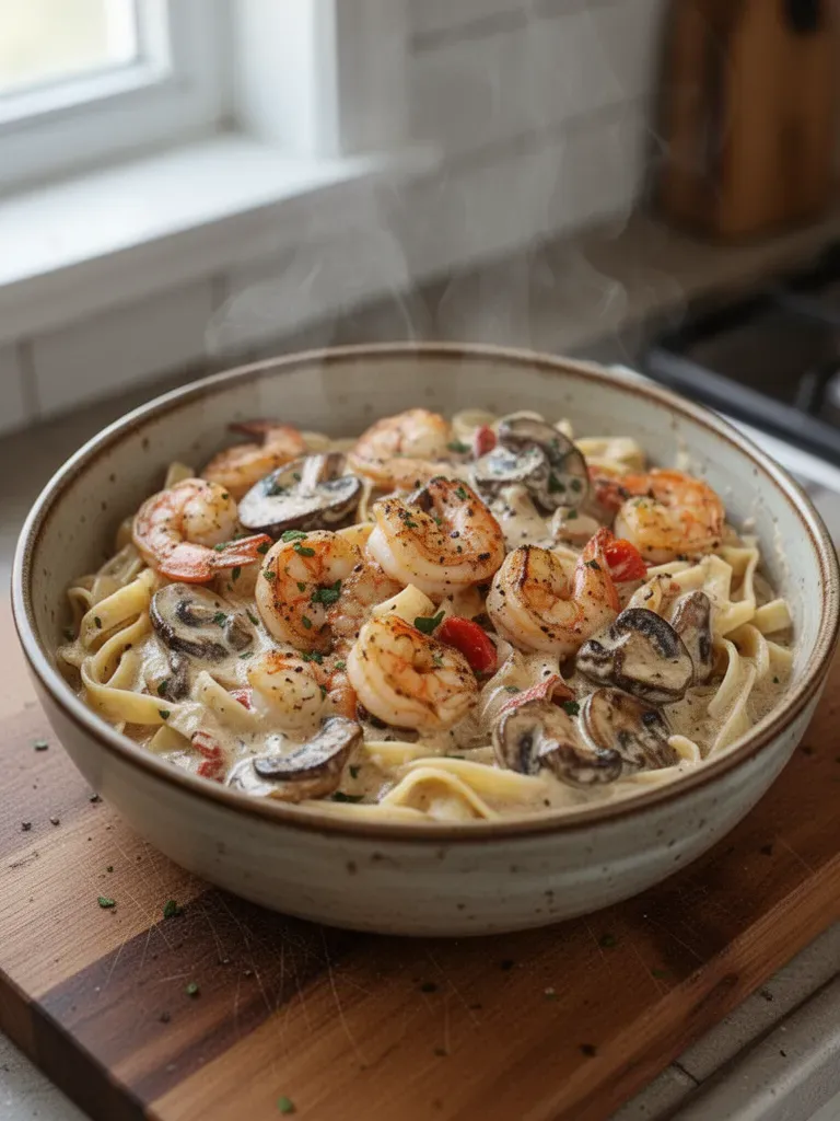 Spicy Blackened Shrimp Stroganoff