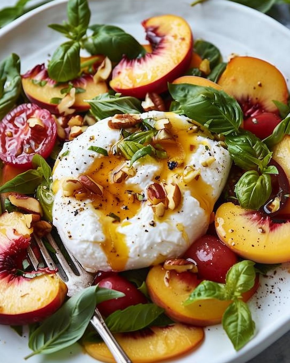 Fresh Peach Burrata Salad