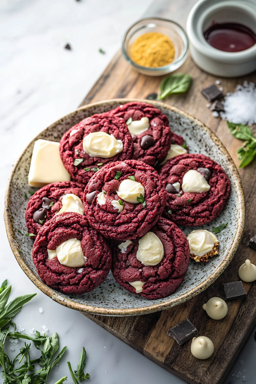Fudgy Red Velvet Cookies
