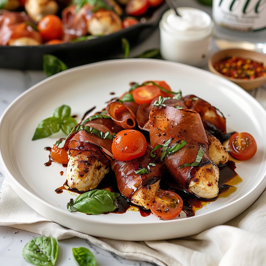 Prosciutto Wrapped Caprese Chicken