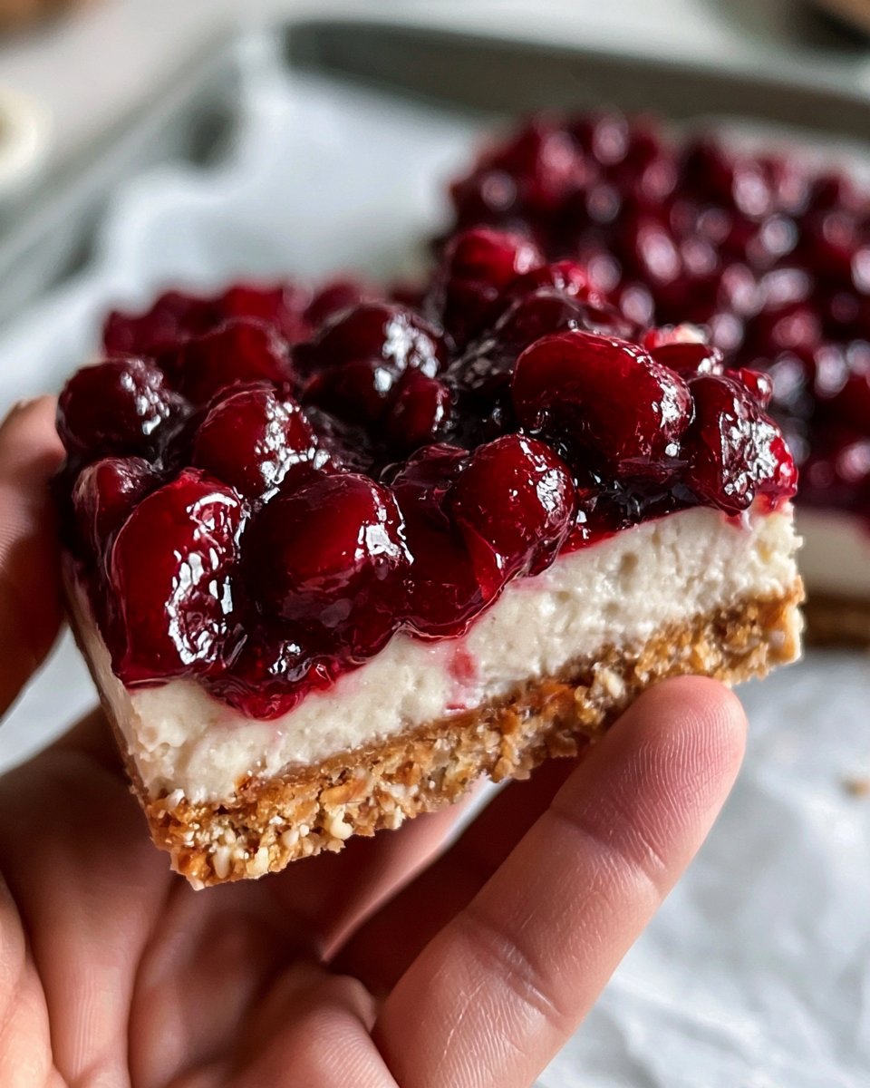 Creamy No-Bake Vegan Cherry Cheesecake Bars