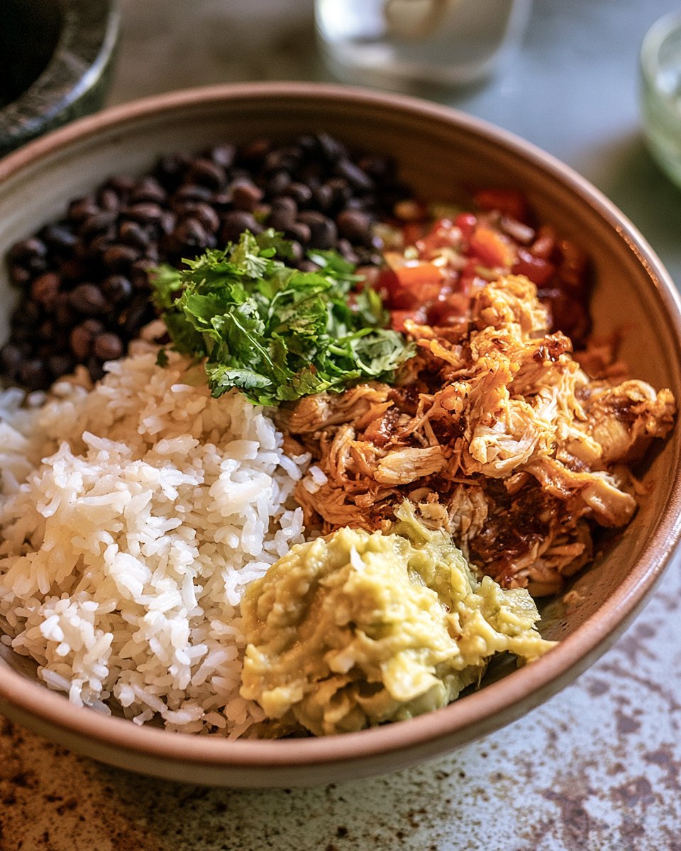 Crockpot Salsa Chicken Burrito Bowl