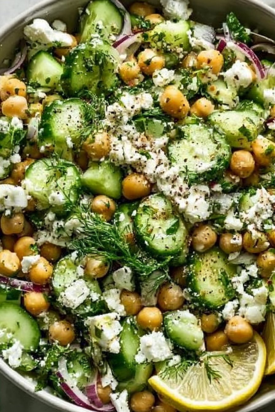 Cucumber Chickpea Feta Salad