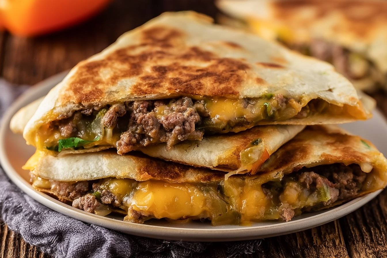 Crispy Cheeseburger Quesadilla