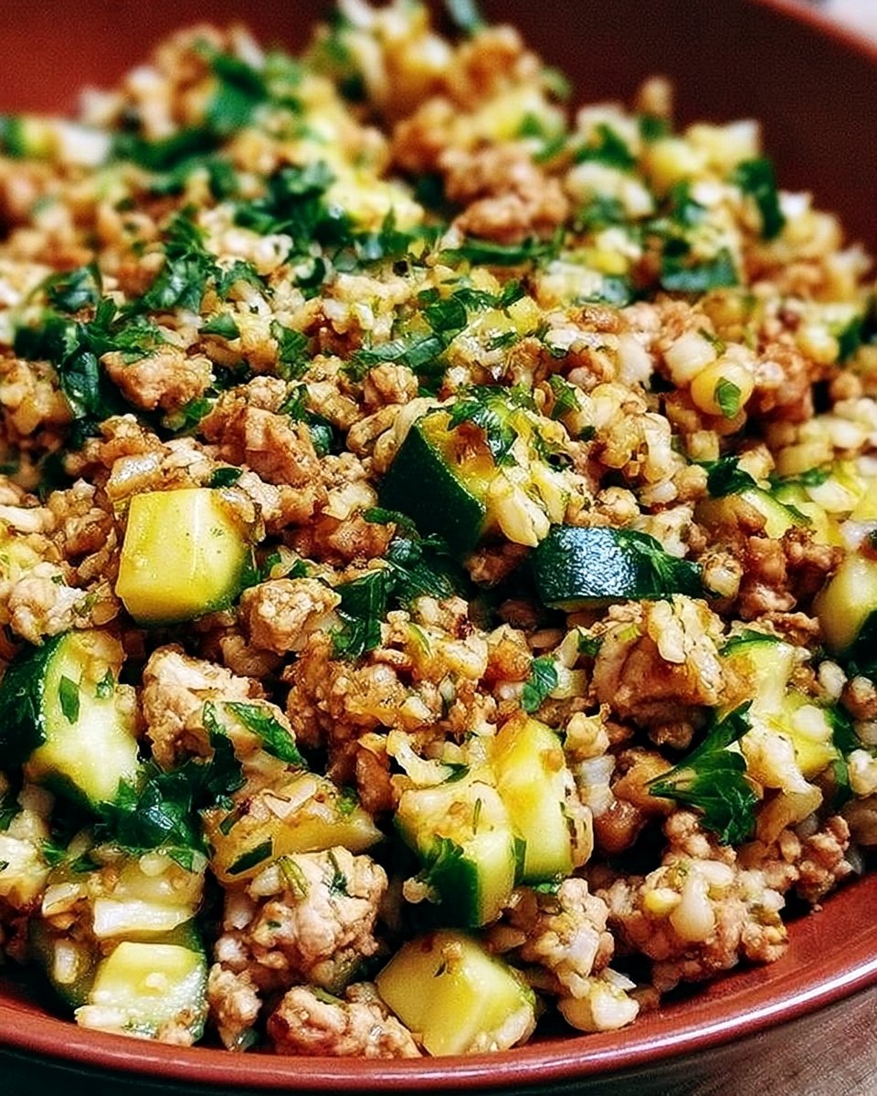 Ground Chicken Skillet with Zucchini and Rice