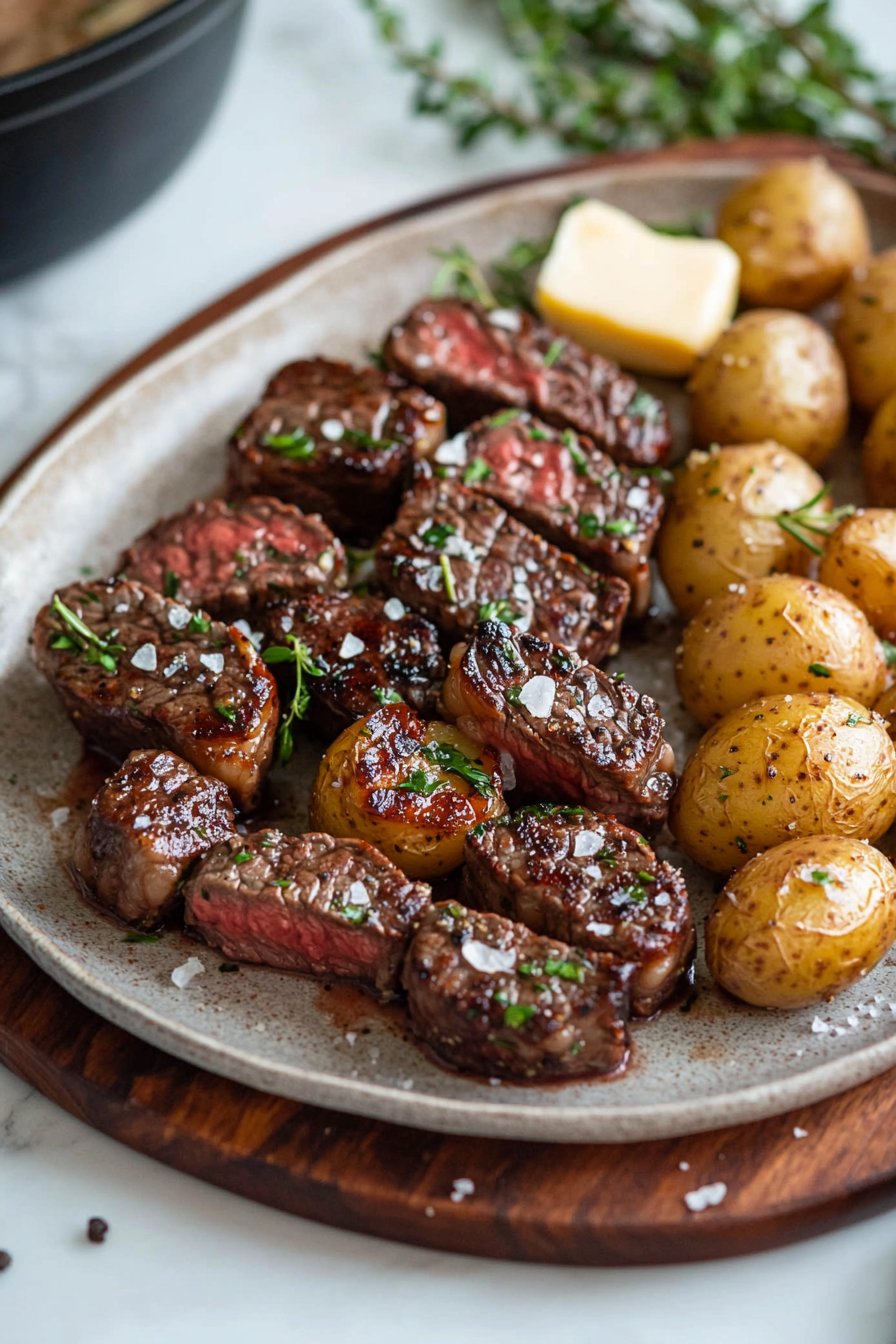 Garlic Butter Steak Bites and Potatoes