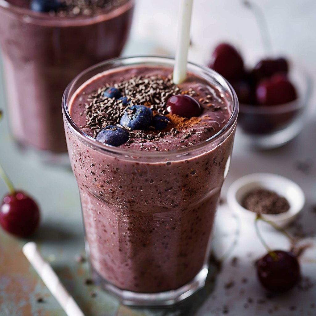 Chocolate, Blueberry and Cherry Kefir Smoothie