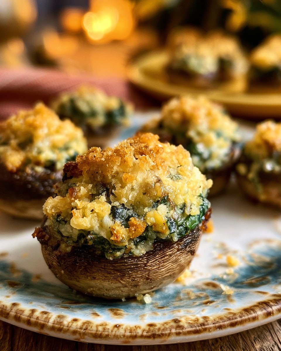 Cheesy Spinach Stuffed Mushrooms in Air Fryer