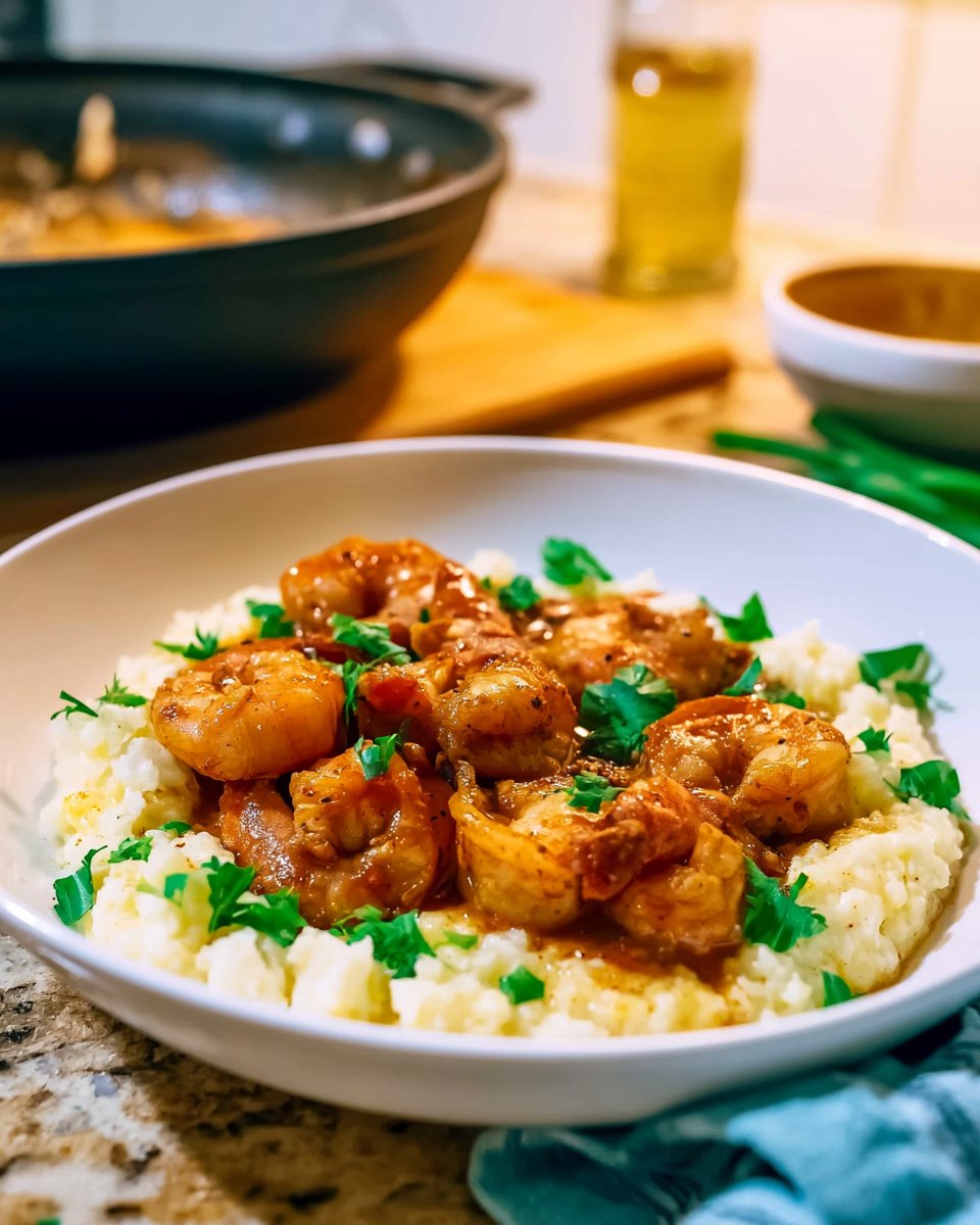 Cajun Shrimp with Cauliflower Grits