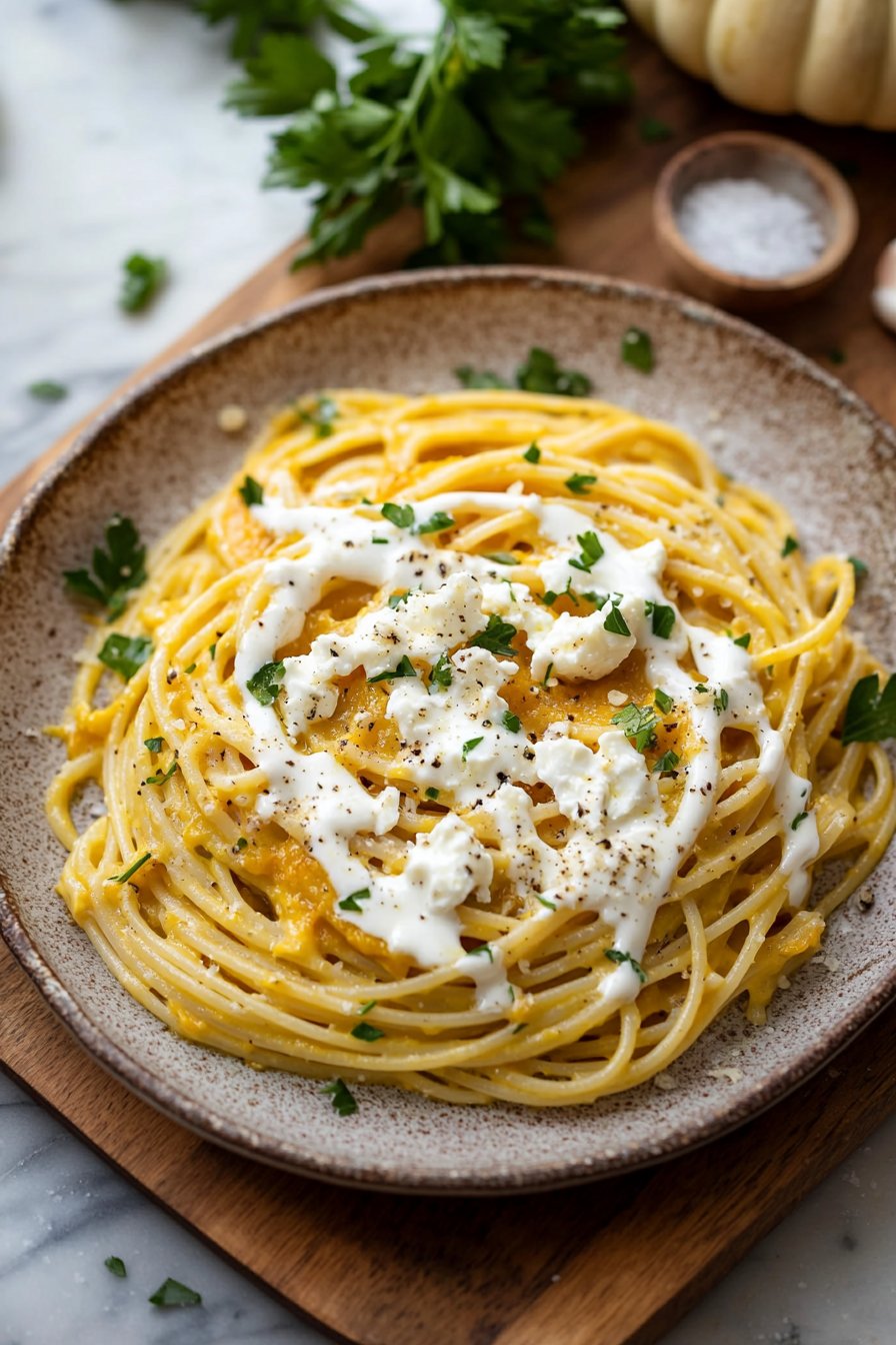 Creamy Pumpkin Feta Pasta