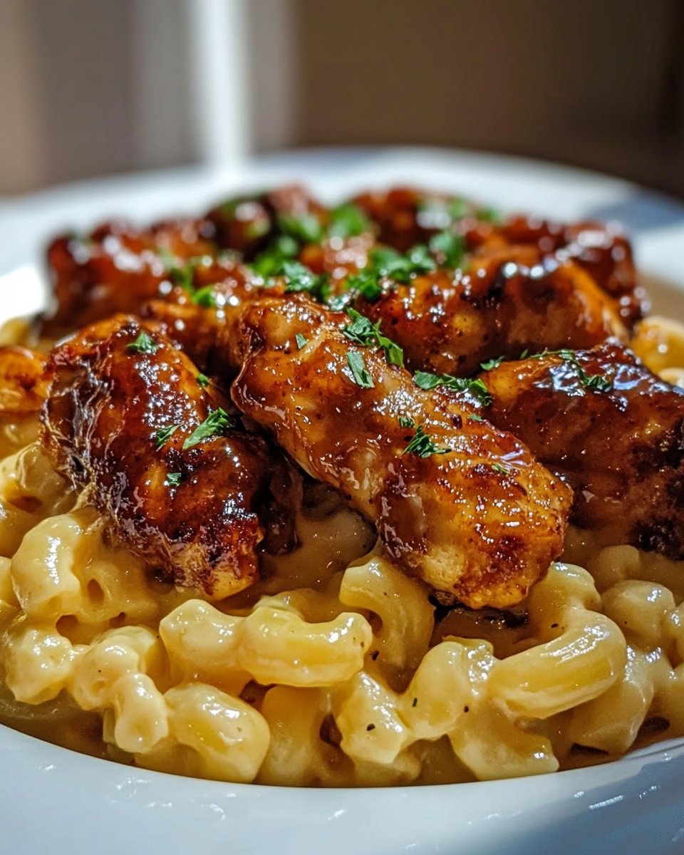 High Protein Honey Garlic Chicken with Mac & Cheese