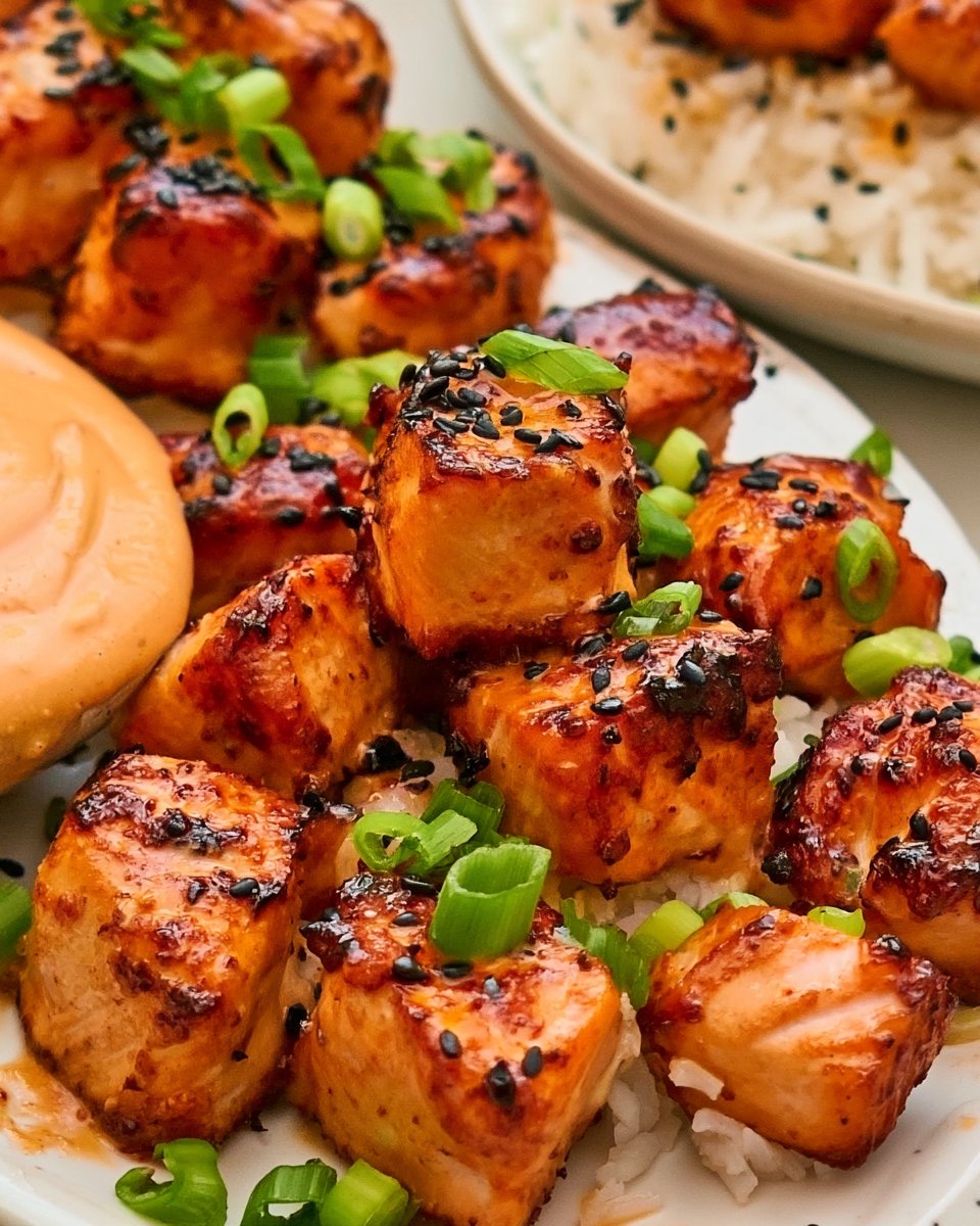 Air Fryer Salmon Bites with Bang Bang Sauce