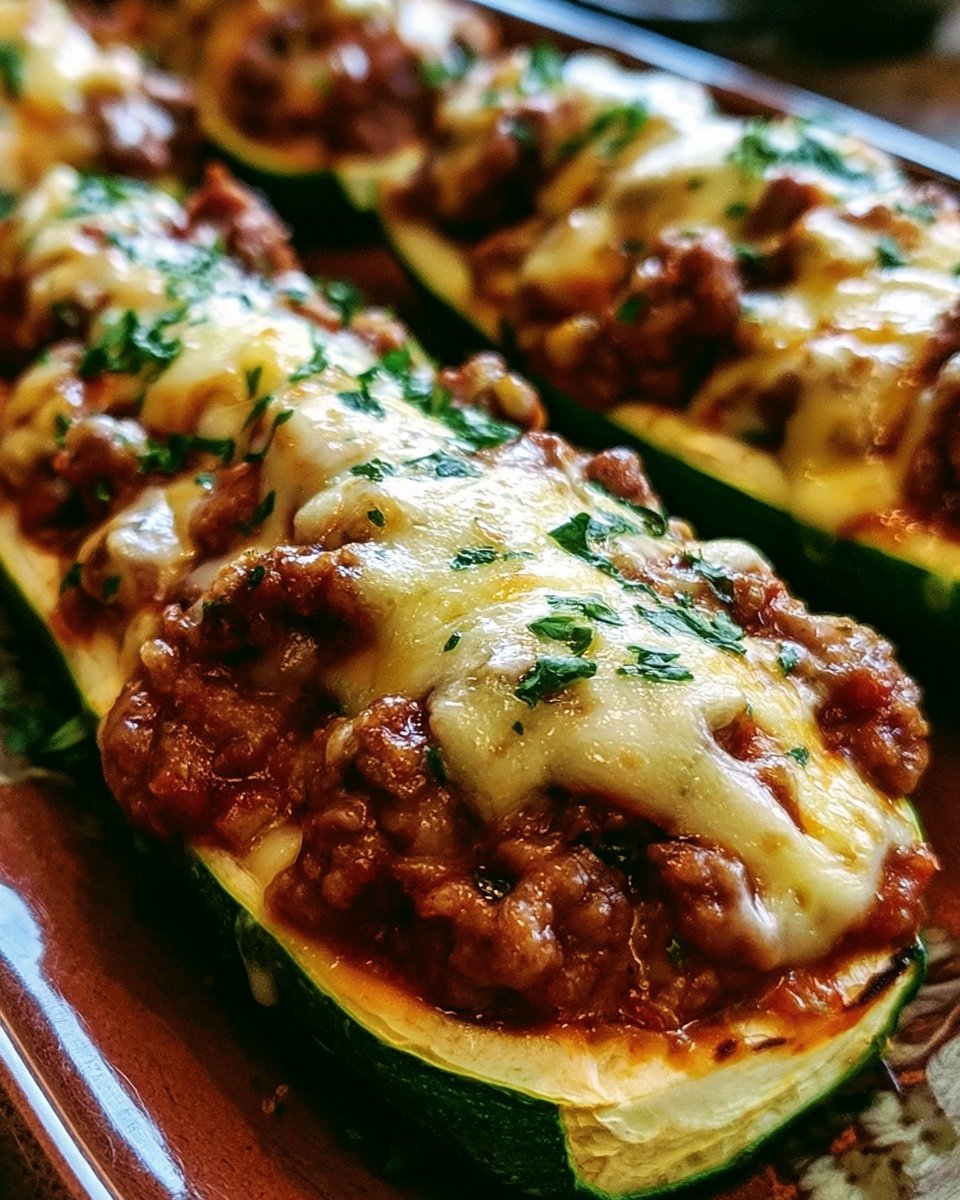 Ground Beef Stuffed Zucchini Boats Recipe