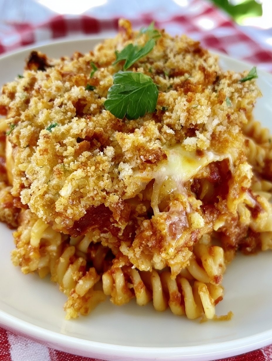 Cazuela de Pollo a la Parmesana Fácil con Pasta