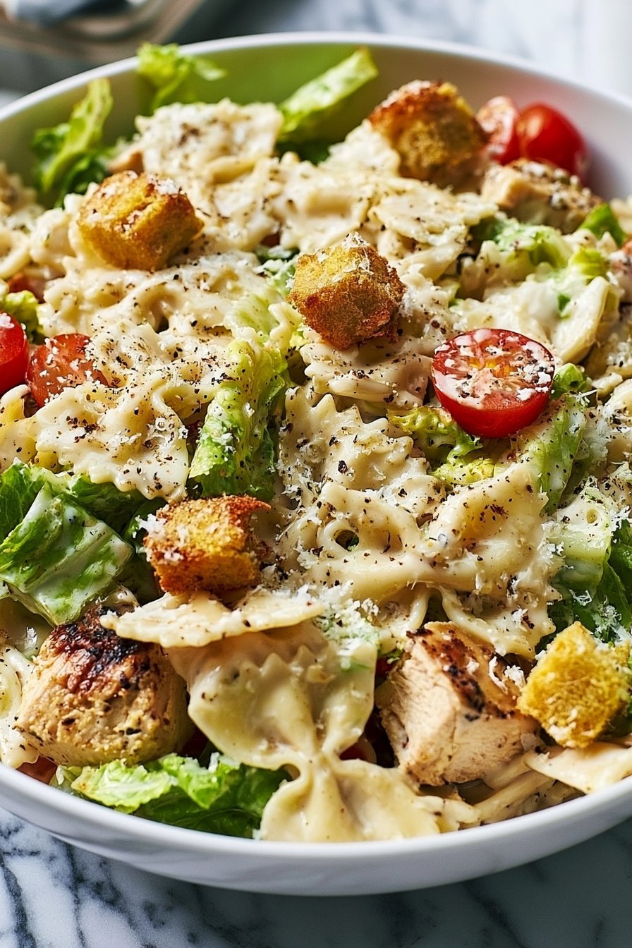 Chicken Caesar Pasta Salad Recipe 1 Easy Chicken Caesar Pasta Salad