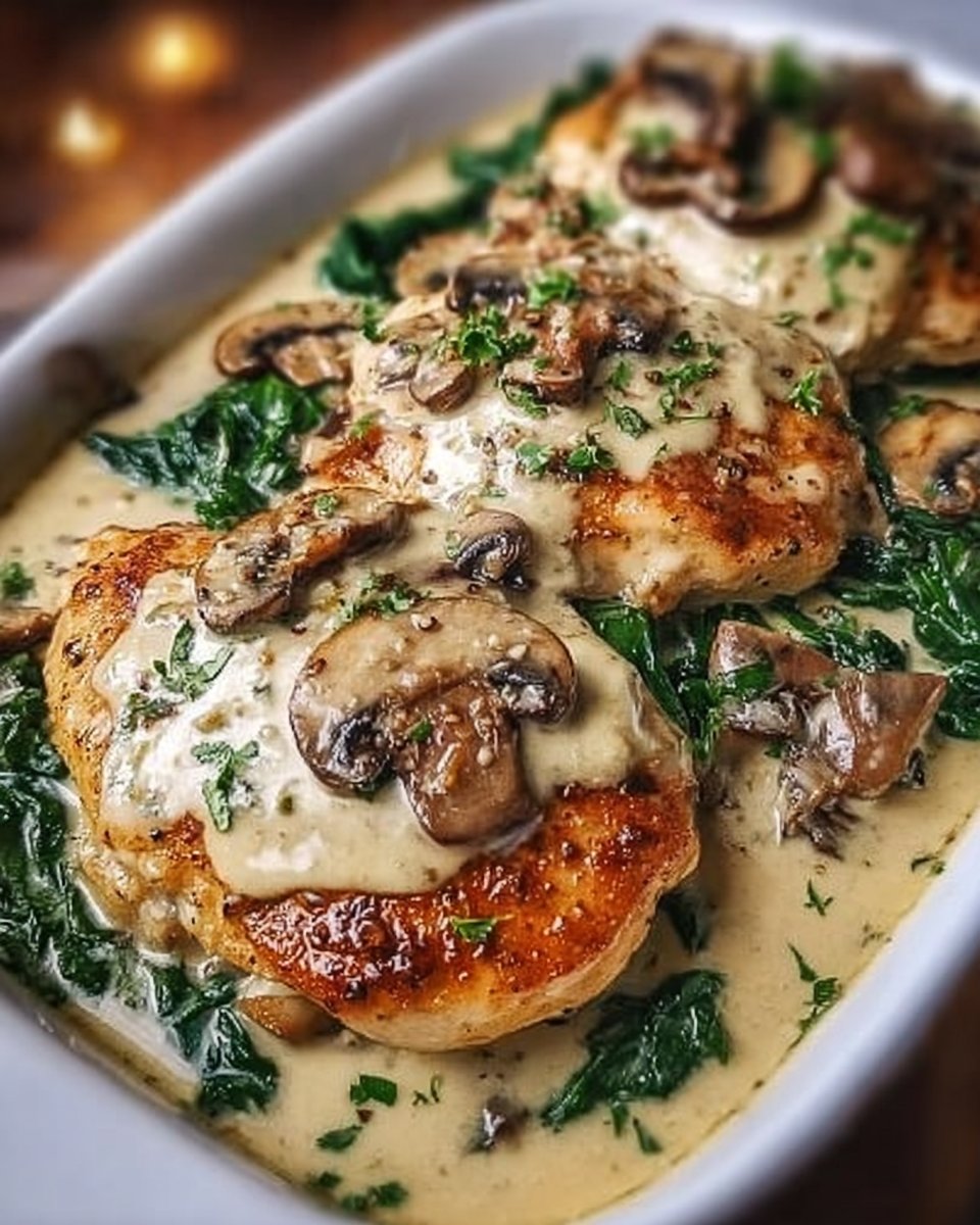 Chicken, Spinach and Mushroom Bake