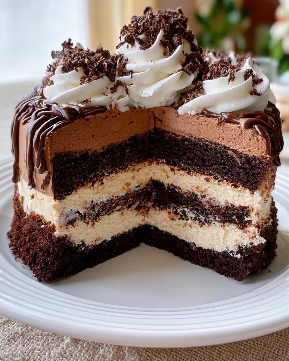 Decadent Triple-Chocolate Mousse Cake