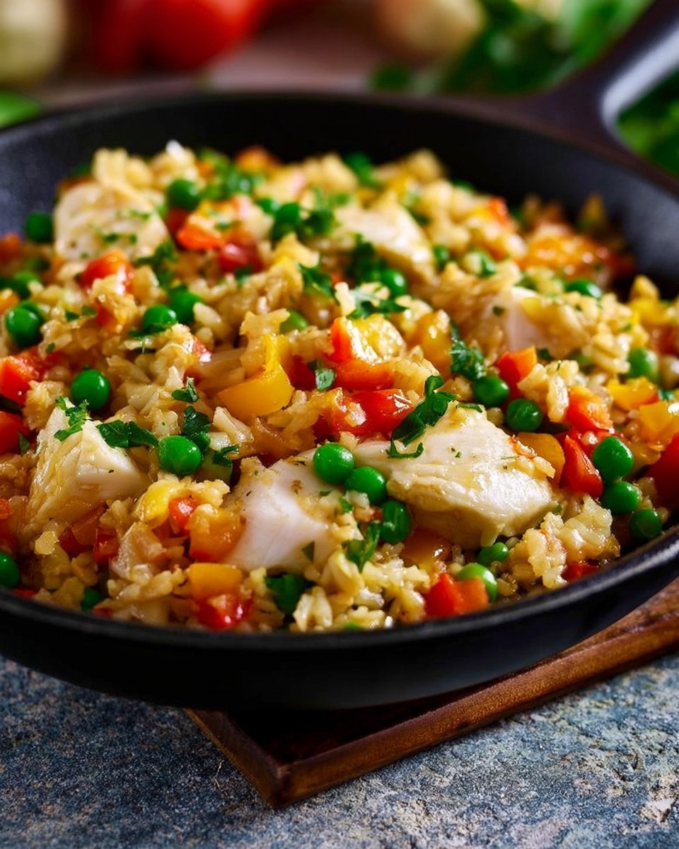Hühnchen-Reisgericht mit Paprika