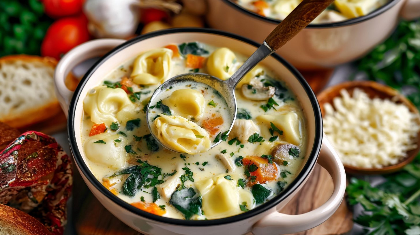 EASY Creamy Chicken Tortellini Soup