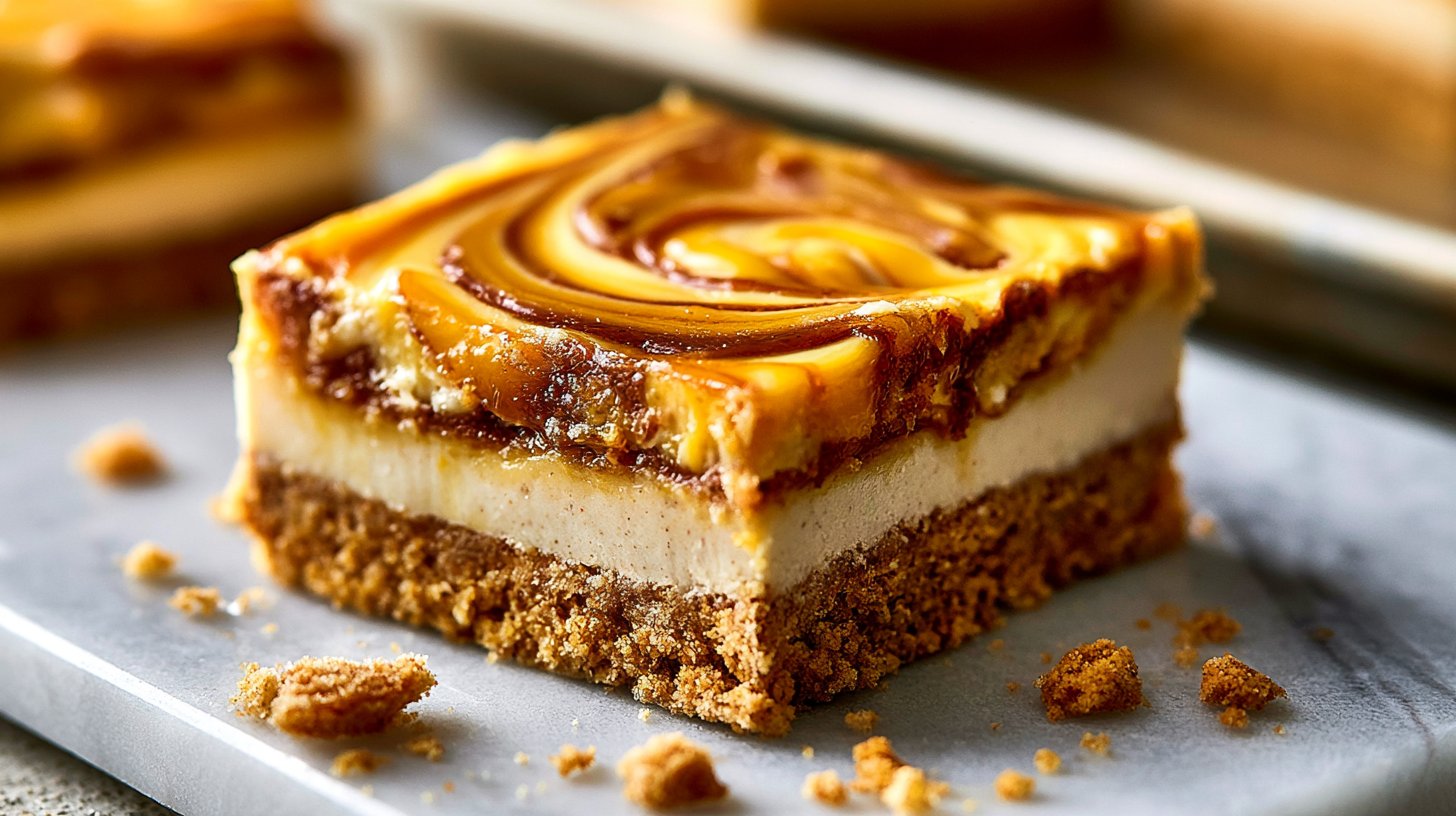 The BEST Pumpkin Swirl Cheesecake Bars