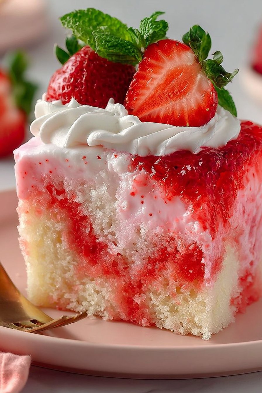 Sweet Strawberry Jello Poke Cake