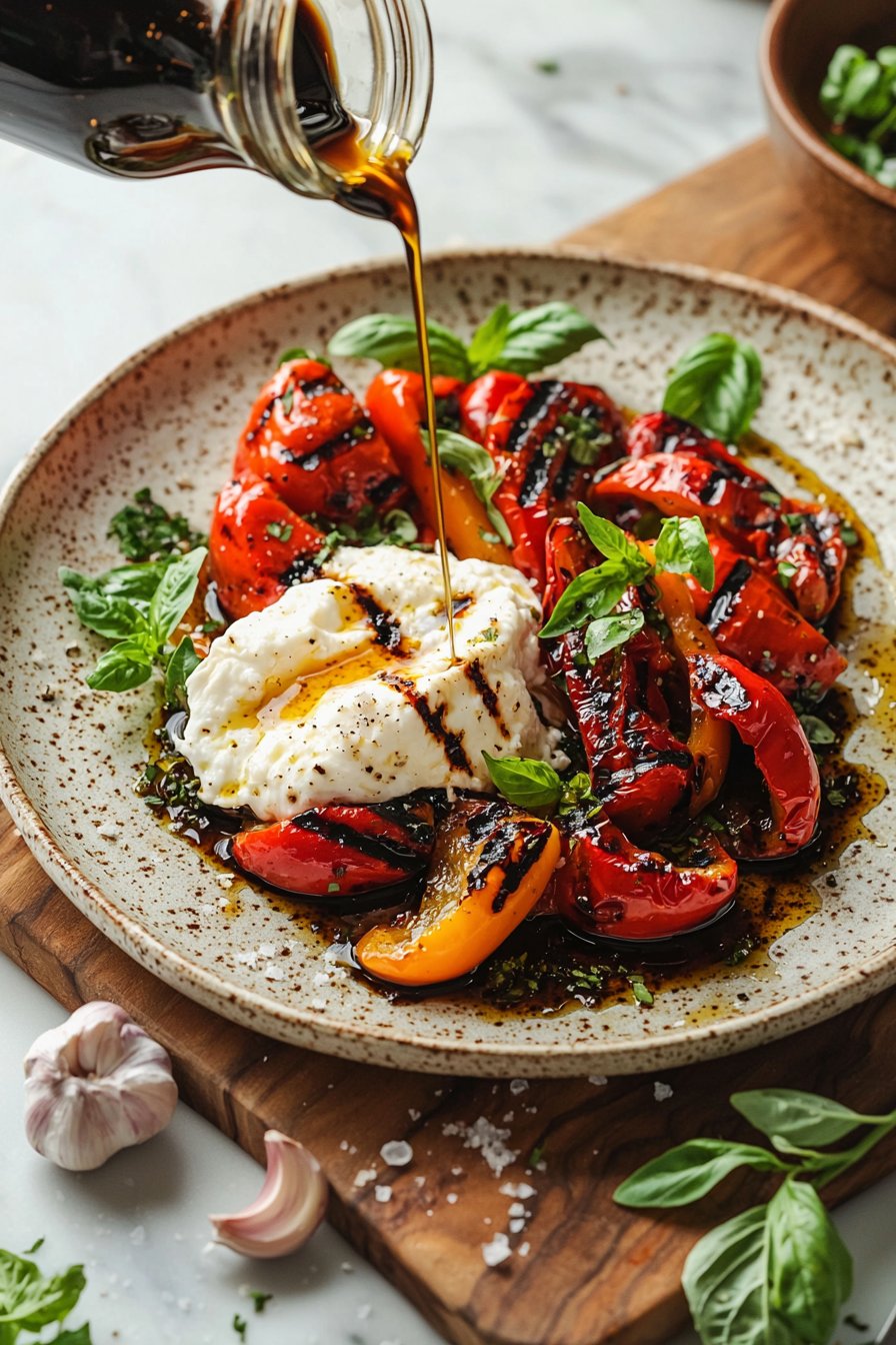 Ultimate Grilled Marinated Peppers with Burrata