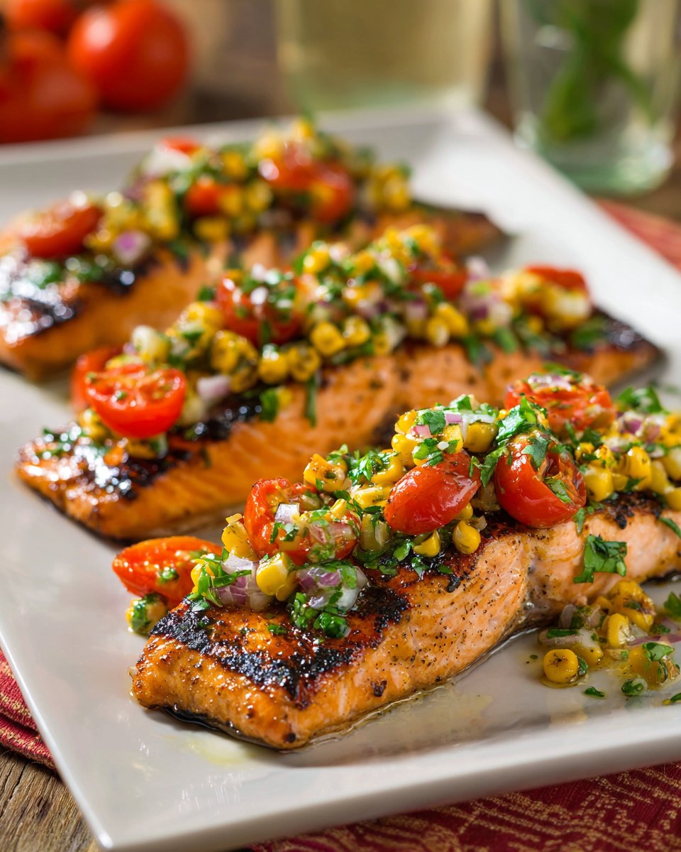 Grilled Salmon with Charred Corn Salsa
