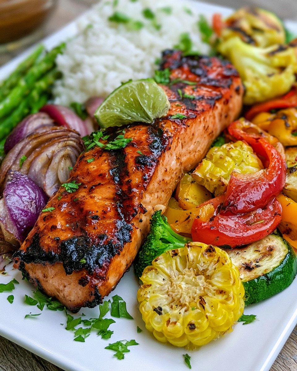 Grilled Honey Lime Salmon with Grilled Veggies