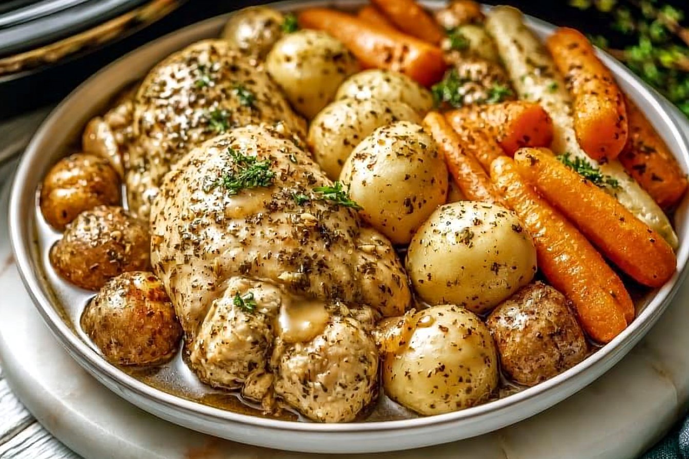 Easy Crockpot Garlic Herb Chicken &amp; Veggies for Cozy Nights