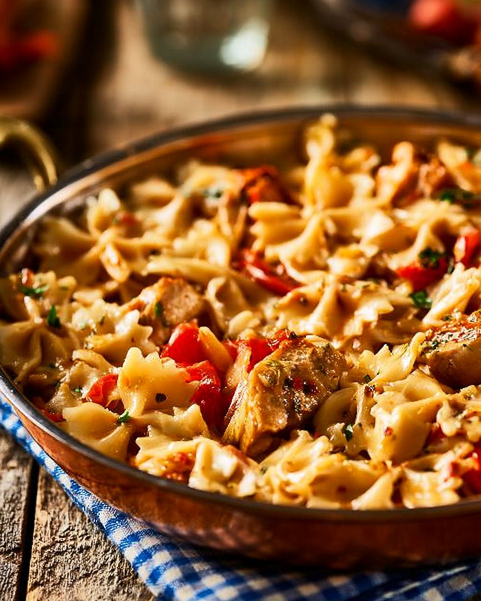Paprika-Cremeschnitzel mit Pasta