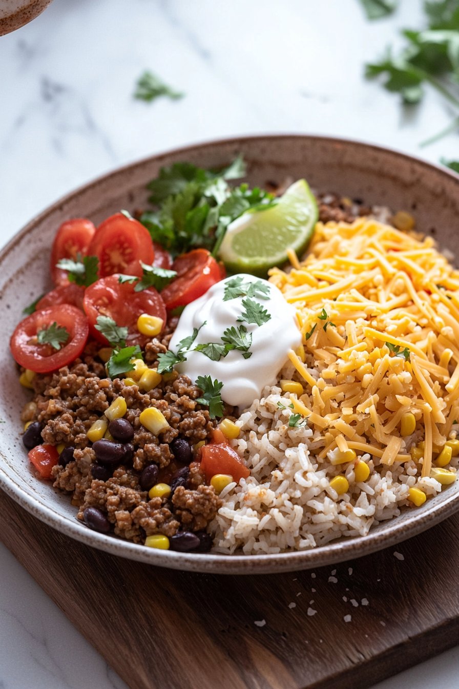 Ground Beef Taco Rice Bowl