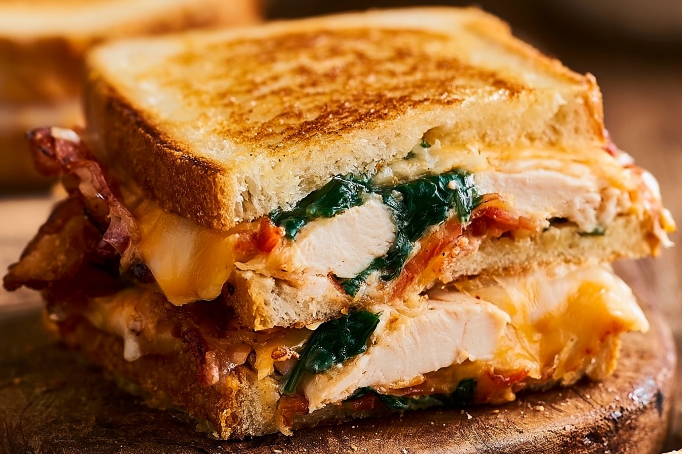 Turkey Melt with Bacon, Spinach, and Cheddar