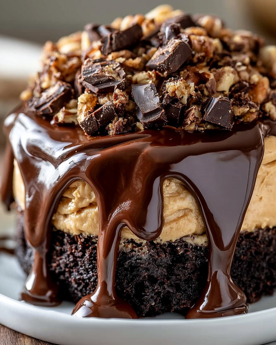 Chocolate Peanut Butter Poke Cake