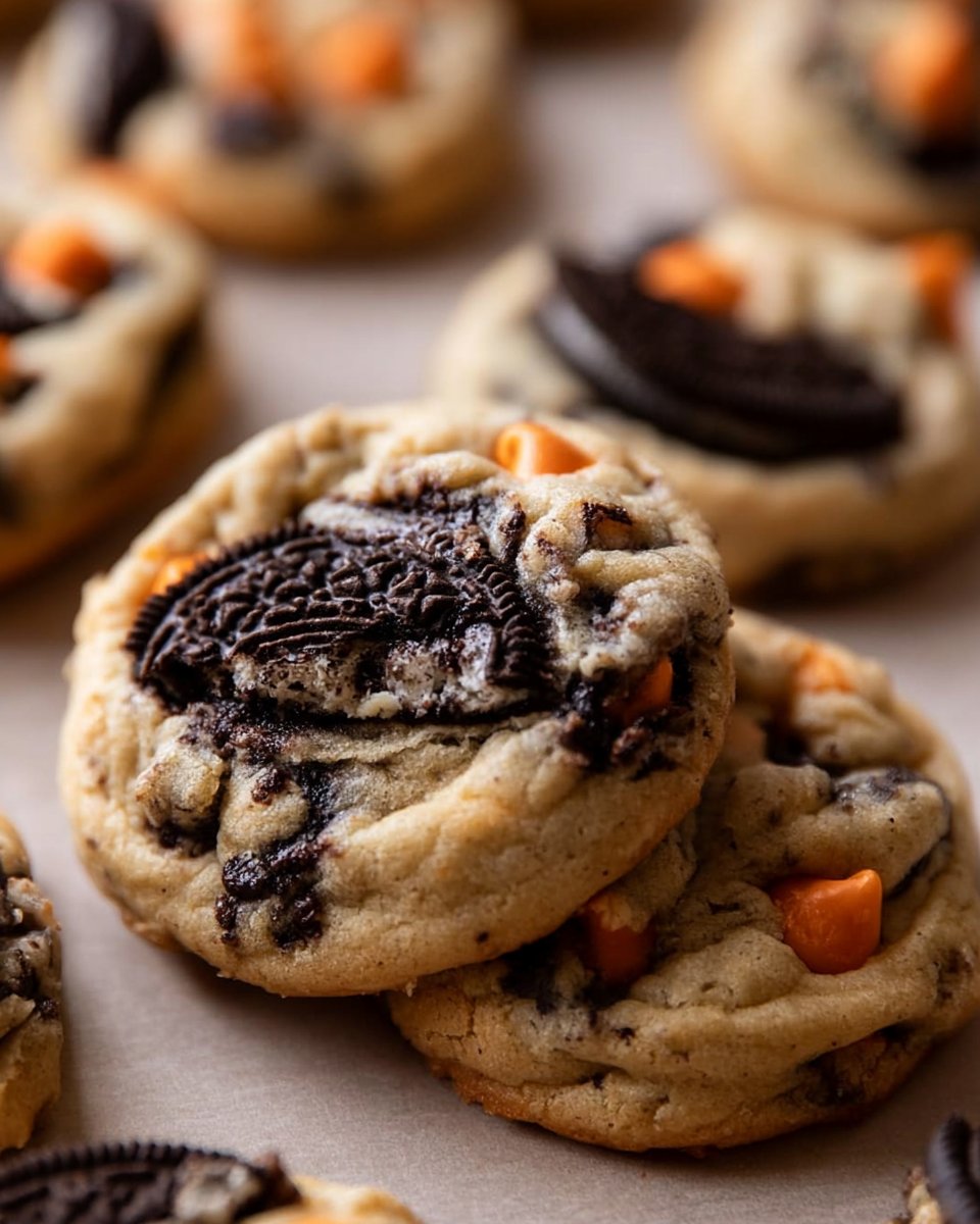 Crispy 30-Minute Copycat Halloween Oreo-Stuffed Chocolate Chip Cookies