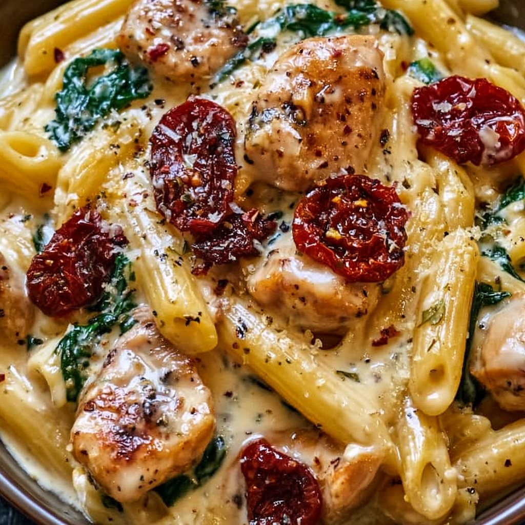 Cremige toskanische Hähnchenpasta