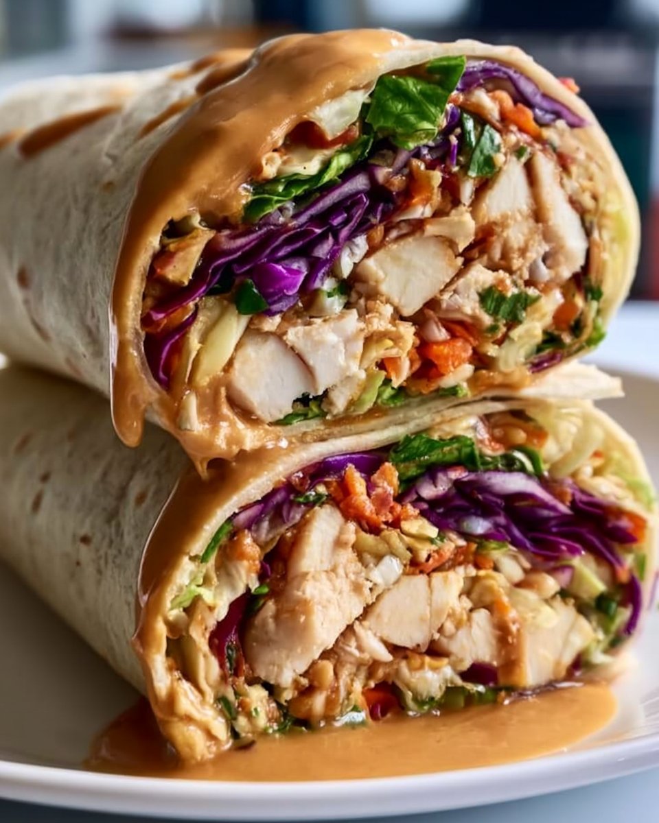 Spiced Peanut Chicken Wraps with Thai-Inspired Flavors