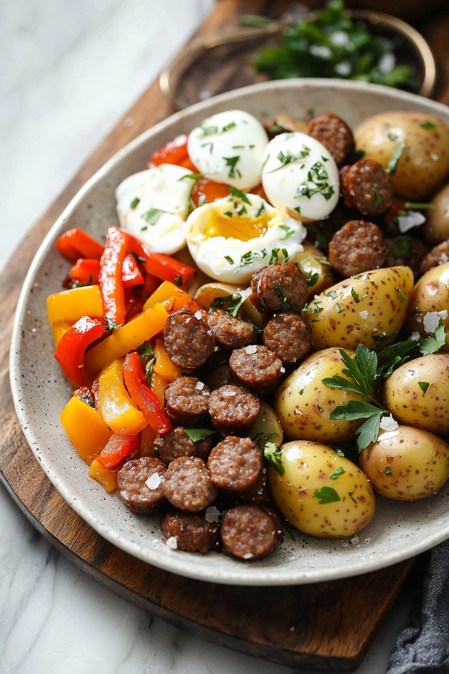 Beef Sausage and Potato Meal Prep Breakfast Bowls
